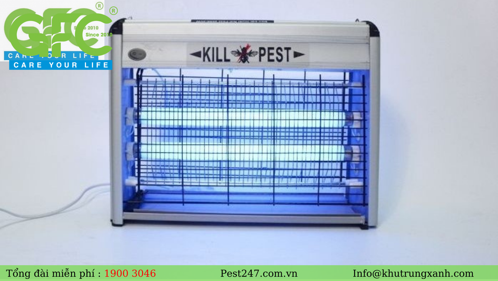 Kill Pest sử dụng công nghệ đèn đặc biệt để thu hút muỗi và tiêu diệt chúng bằng các lưới điện bên trong đèn
