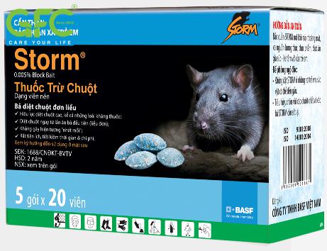 Thuốc diệt chuột Storm được làm với dạng viên nén giúp mang đến hiệu quả diệt chuột vô cùng tối ưu